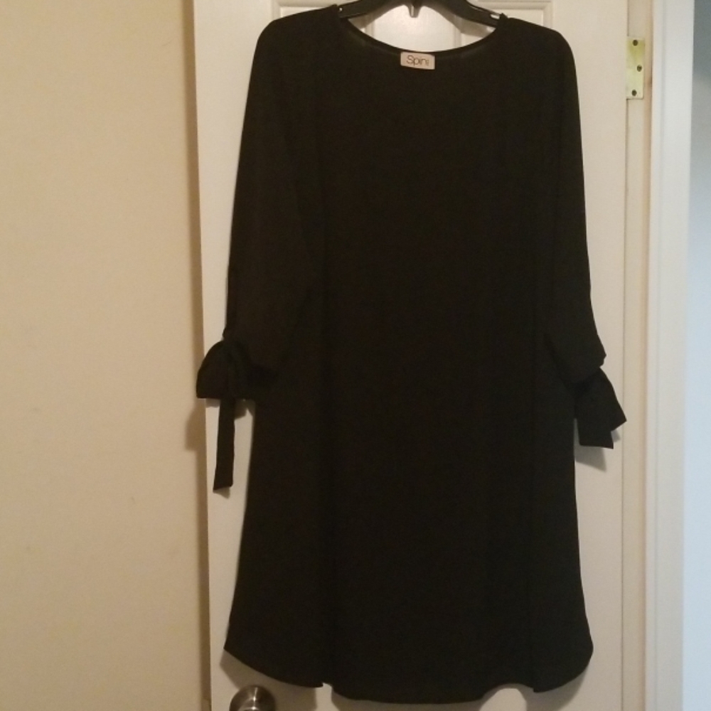 Black Swing Dress Tie Sleeves Chic Soul